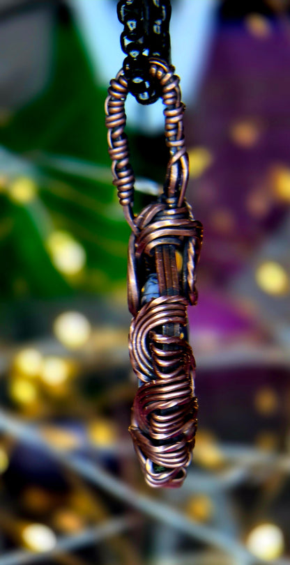 Mystic Forest Pendant – Hand-Wrapped Dendritic Opal & Rainbow Topaz
