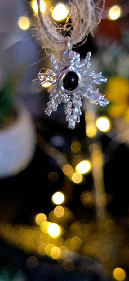 Mary Js Silver Sister – Golden Sheen Obsidian & Silver Plated Copper Leaf Pendant