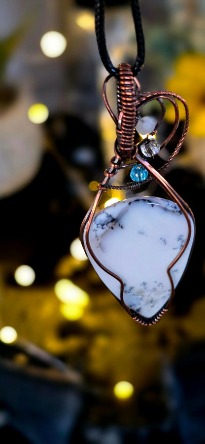 Lovely Tear– Handcrafted Howlite & Glass Bead Pendant