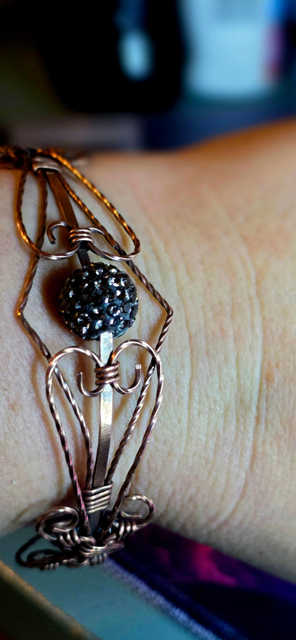 Ethereal Crown Copper Cuff – Hand-Wrapped Princess Bracelet