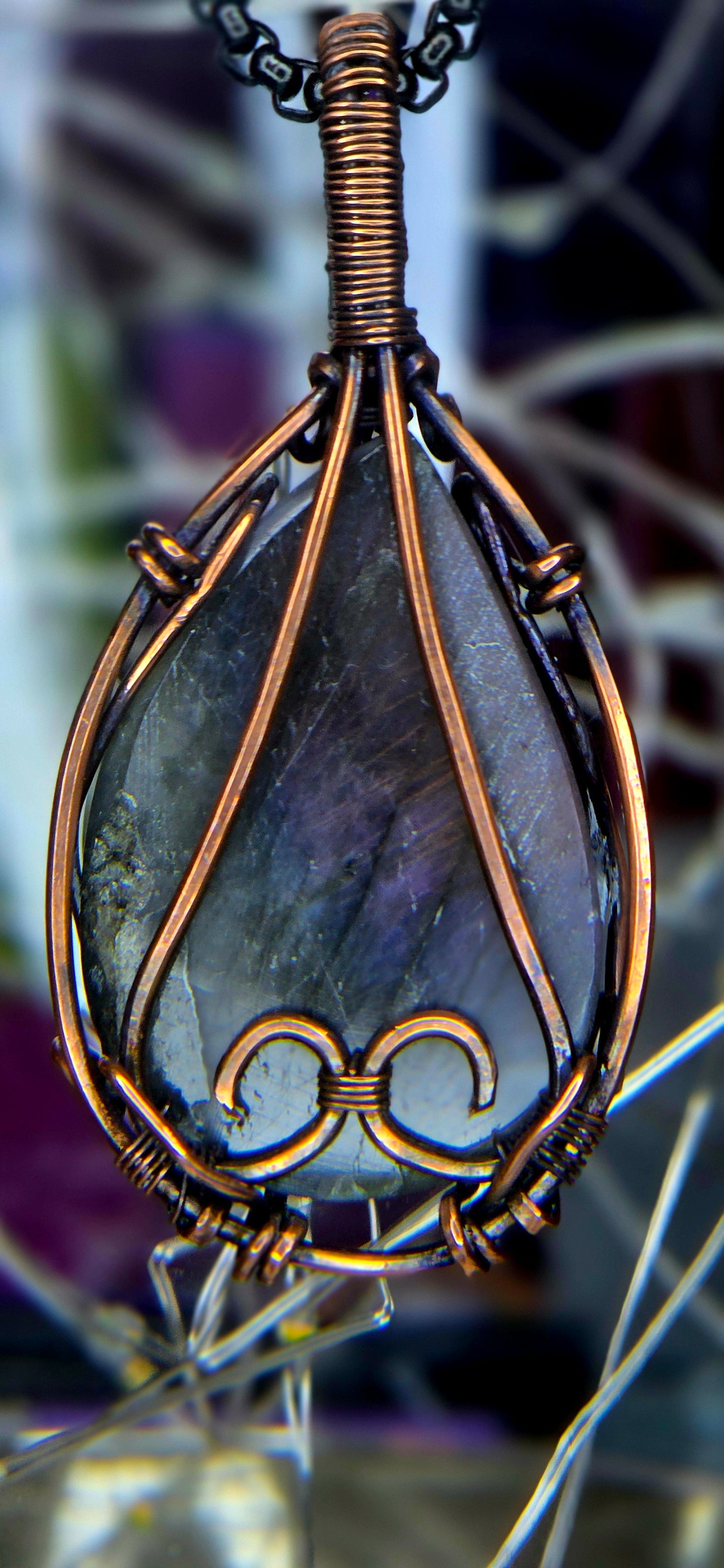 Did You Say Purple – Rare Purple Labradorite & Copper Pendant
