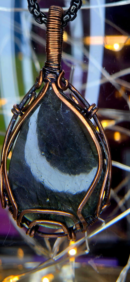 Did You Say Purple – Rare Purple Labradorite & Copper Pendant