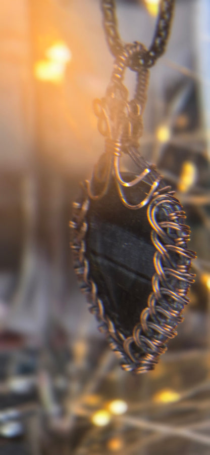 Blue Tiger's Eye – Hand-Woven Copper Art