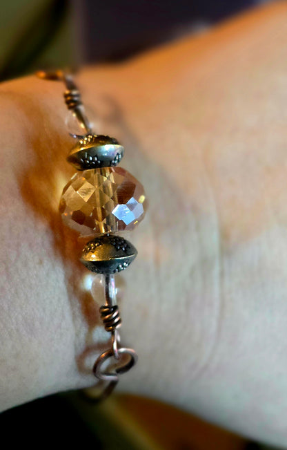 Solar Flare Bracelet – Golden Rutilated Quartz & Baltic Amber