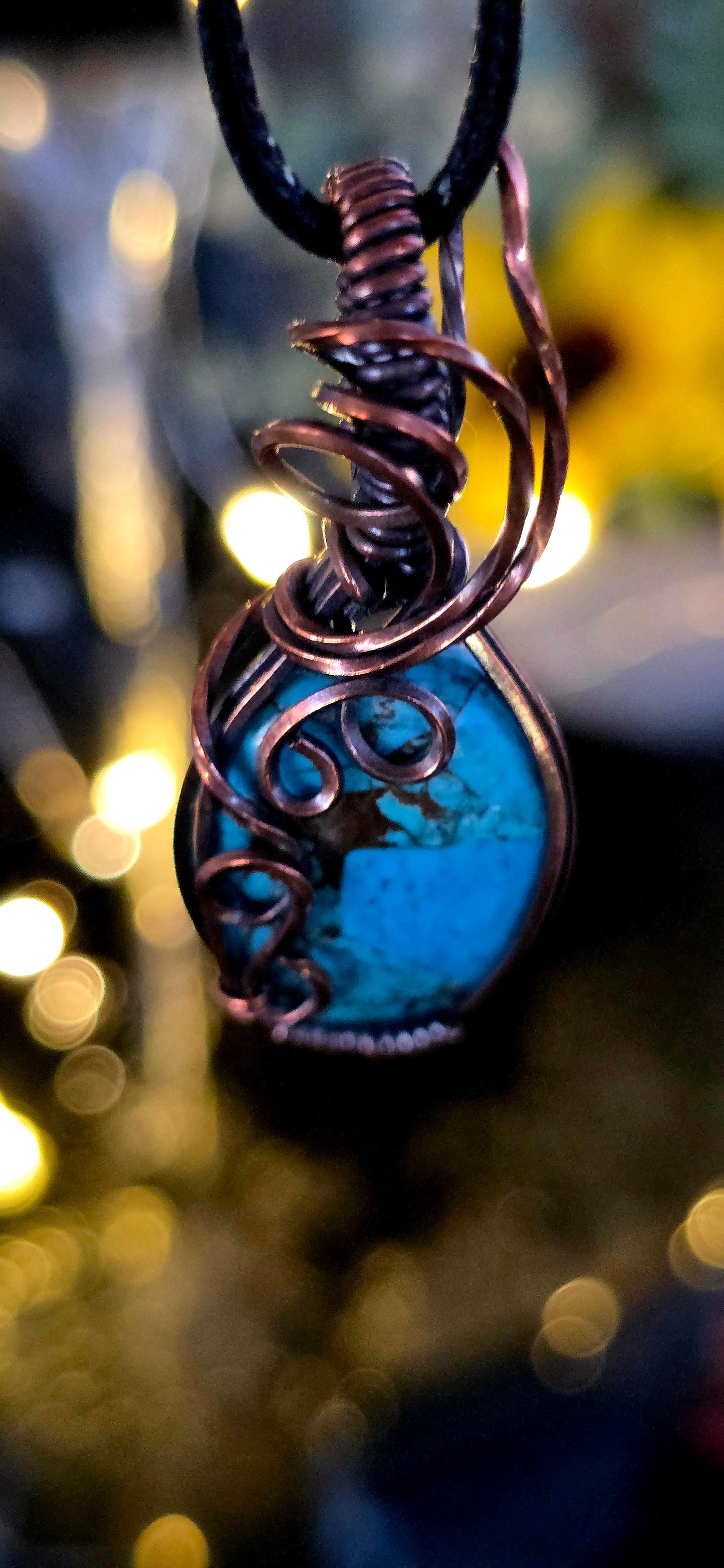Natural Topaz & Copper Wire Wrapped Pendant – Handcrafted Jewelry