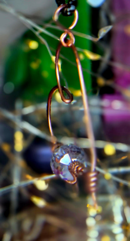Hand-Wrapped Copper Heart Pendant with Sparkling Glass Bead