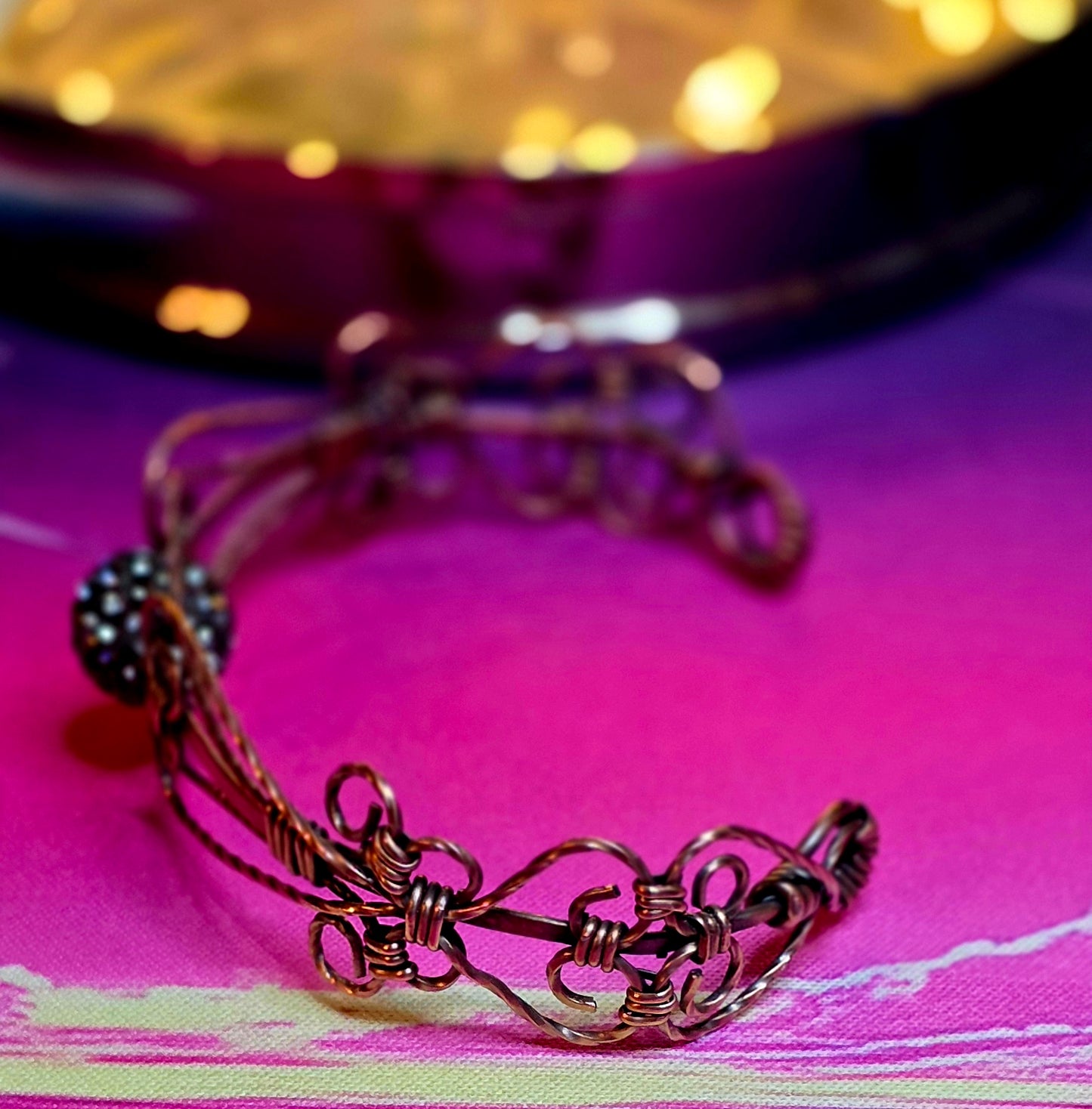Ethereal Crown Copper Cuff – Hand-Wrapped Princess Bracelet