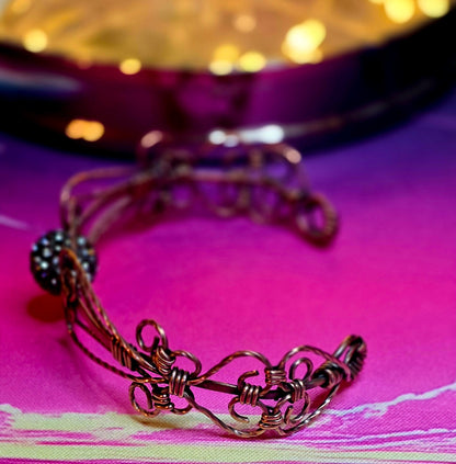 Ethereal Crown Copper Cuff – Hand-Wrapped Princess Bracelet
