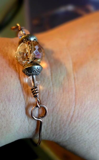 Solar Flare Bracelet – Golden Rutilated Quartz & Baltic Amber