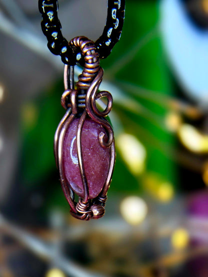 Petite Compassion Pendant – Hand-Wrapped Pink Rhodonite