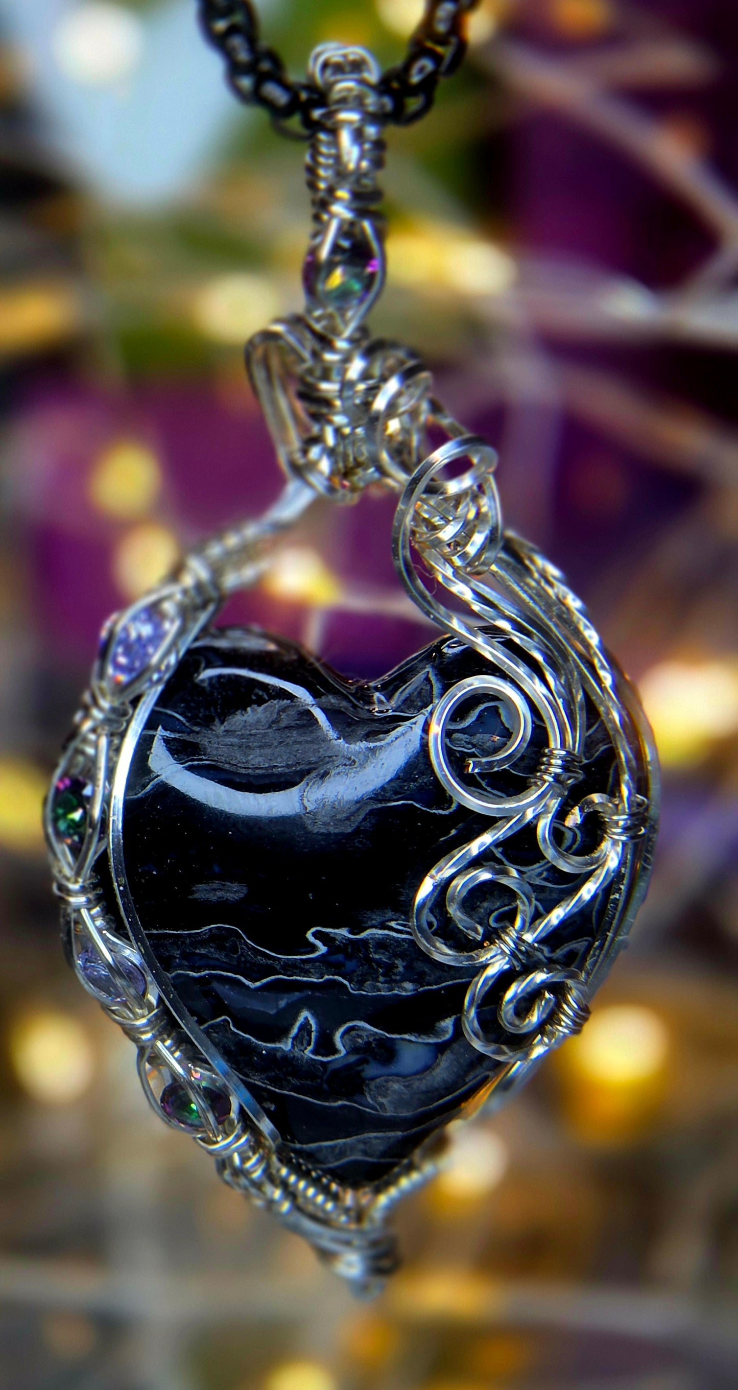 Bless Your Heart – Fossilized Palm Root & Silver Plated Copper Wire Wrapped Pendant