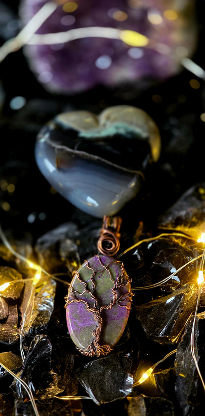 Tree Of Life– Rare Atlantisite & Citrine Copper Wire Wrap