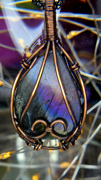 Did You Say Purple – Rare Purple Labradorite & Copper Pendant