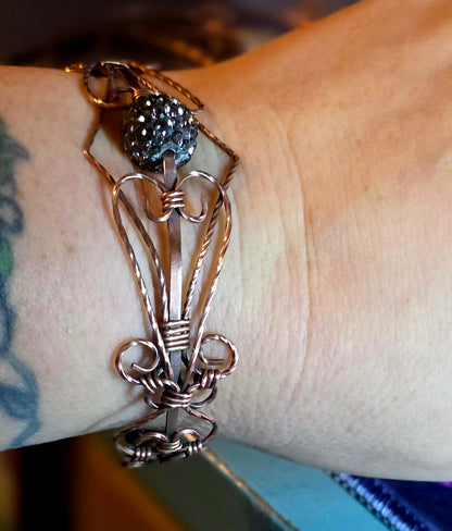 Ethereal Crown Copper Cuff – Hand-Wrapped Princess Bracelet
