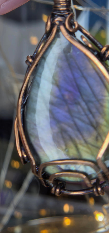 Did You Say Purple – Rare Purple Labradorite & Copper Pendant