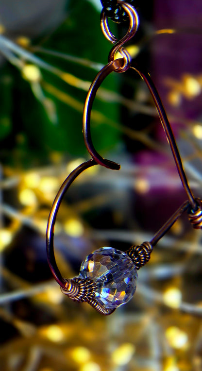 Hand-Wrapped Copper Heart Pendant with Sparkling Glass Bead
