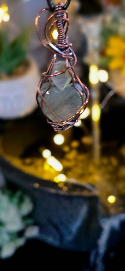 Labradorite❤️Heart & Teardrop Pendant – Hand-Wrapped Copper Jewelry