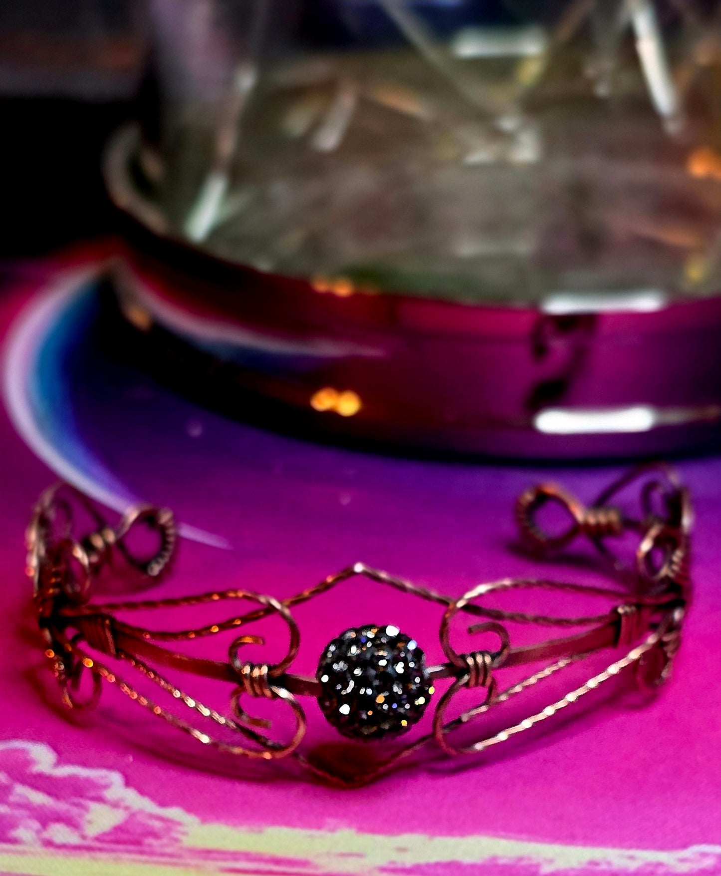 Ethereal Crown Copper Cuff – Hand-Wrapped Princess Bracelet