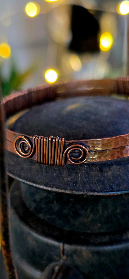 Viking Bracelet– Hand-Woven Copper with Rainbow Moonstone