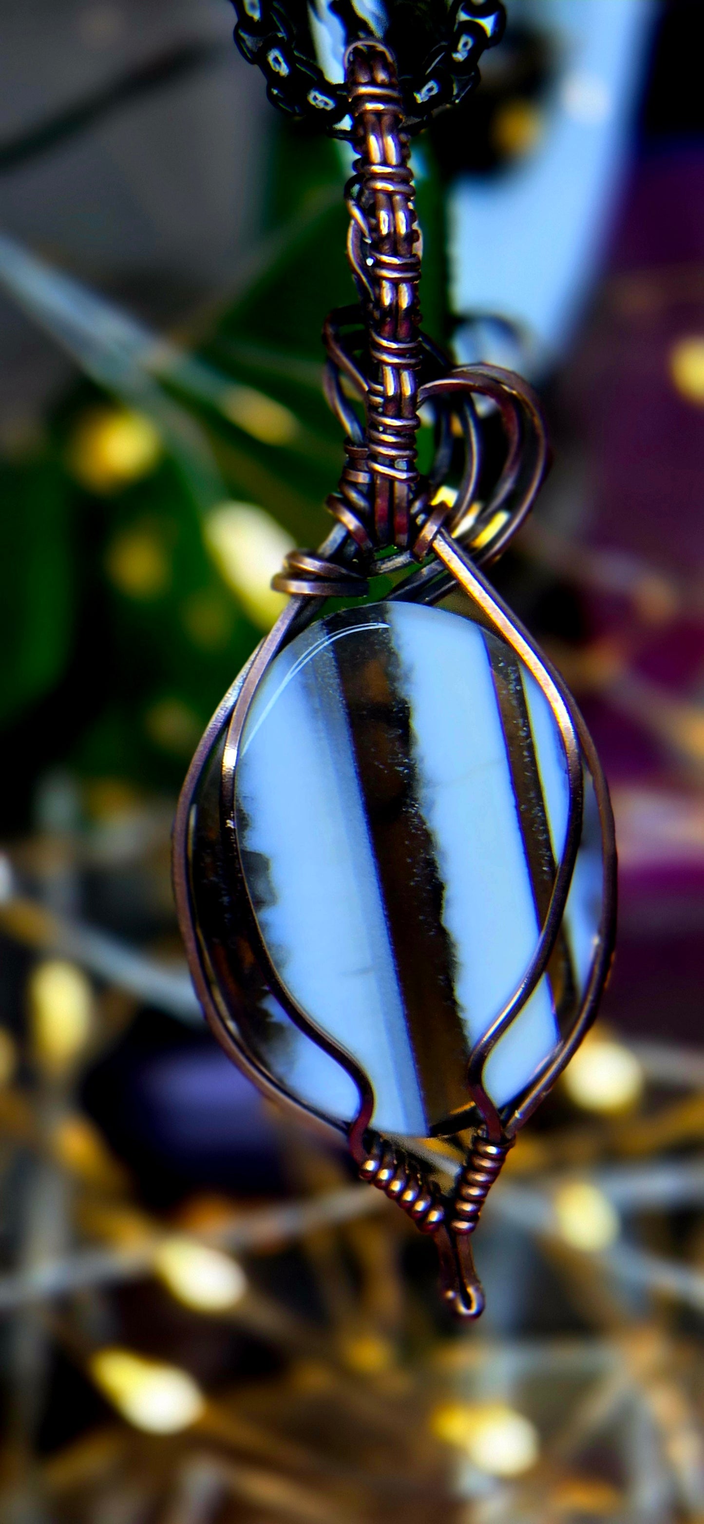 Golden Glow Owyhee Opal Pendant – Hand-Wrapped with Lemon Facet