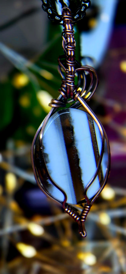 Golden Glow Owyhee Opal Pendant – Hand-Wrapped with Lemon Facet