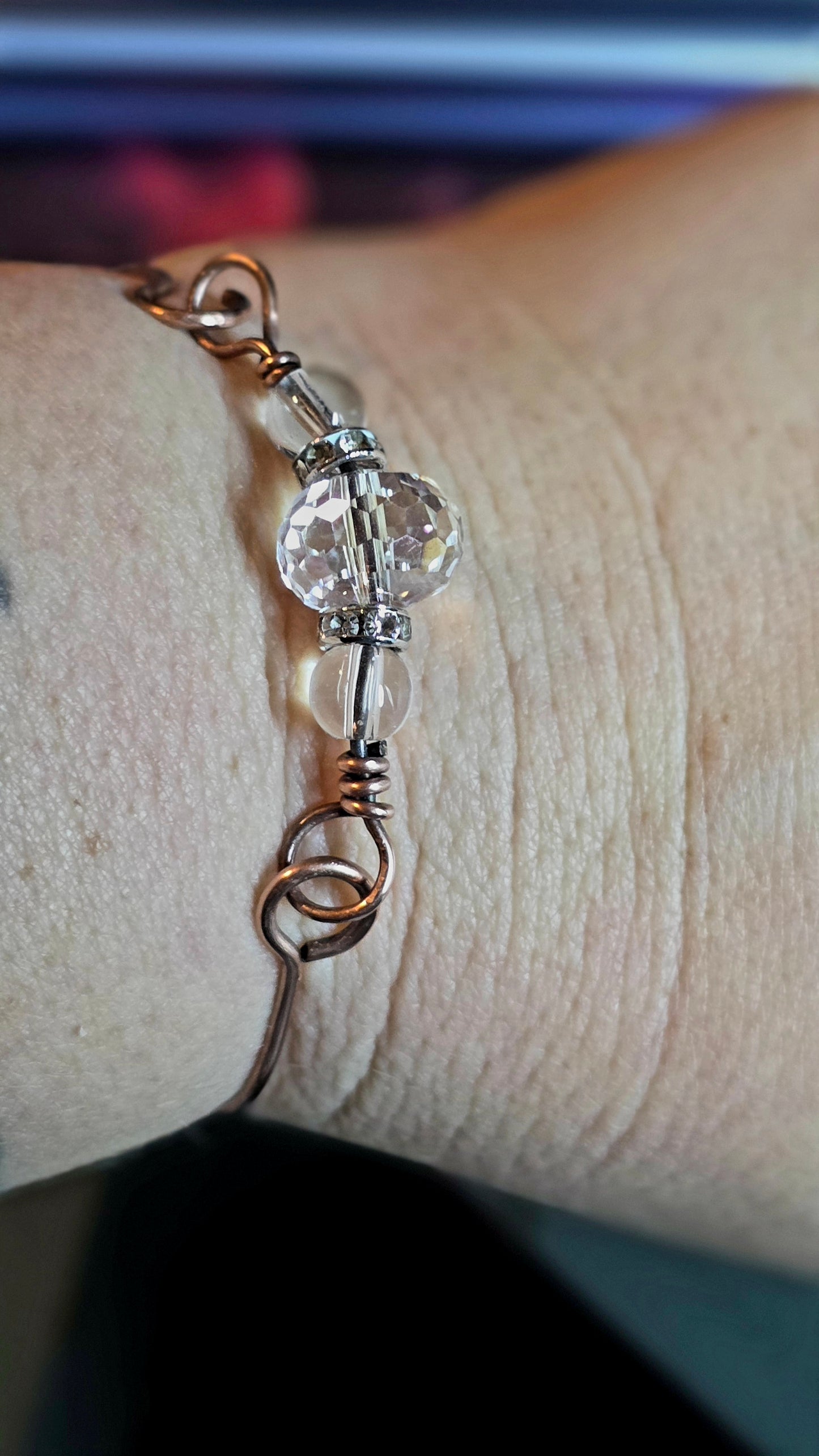 Crystal Dewdrop Bracelet – Hand-Wrapped Copper & Glass Bead Jewelry