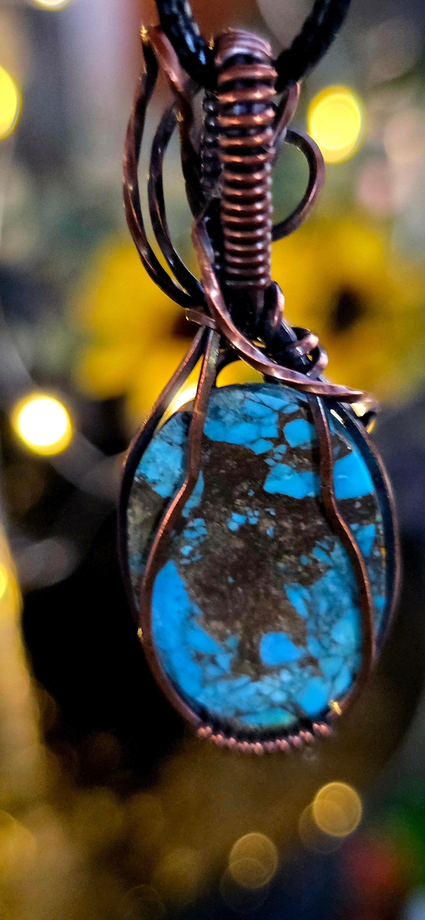 Natural Topaz & Copper Wire Wrapped Pendant – Handcrafted Jewelry