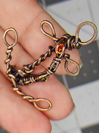 Handcrafted Copper Anchor Pendant with Orange & Green Cubic Zirconia - Anchors ⚓️ Away