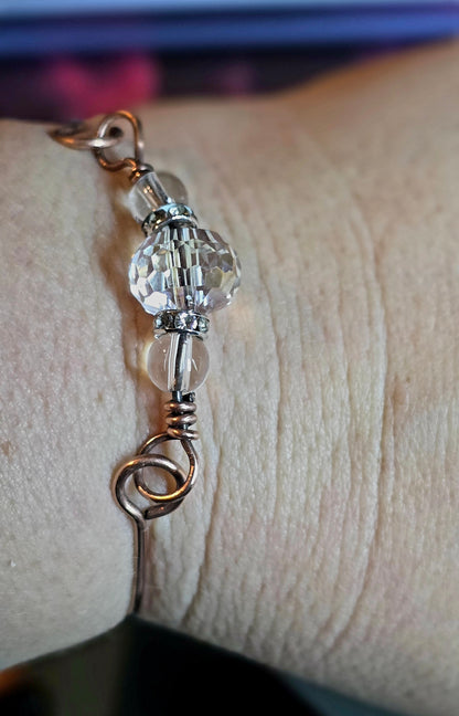 Crystal Dewdrop Bracelet – Hand-Wrapped Copper & Glass Bead Jewelry