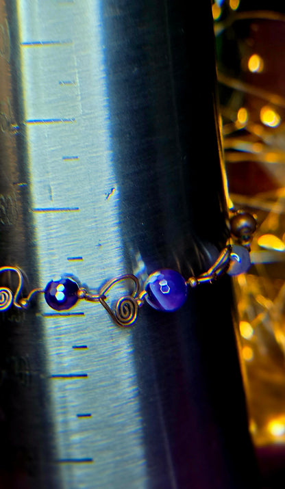 Mystic Kaleidoscope Bracelet – Purple & Rainbow Agate with Copper Accents