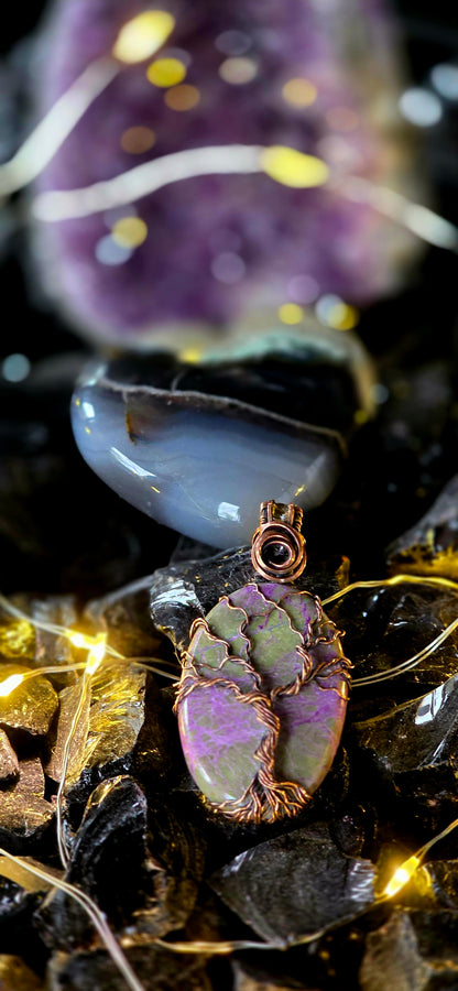 Tree Of Life– Rare Atlantisite & Citrine Copper Wire Wrap