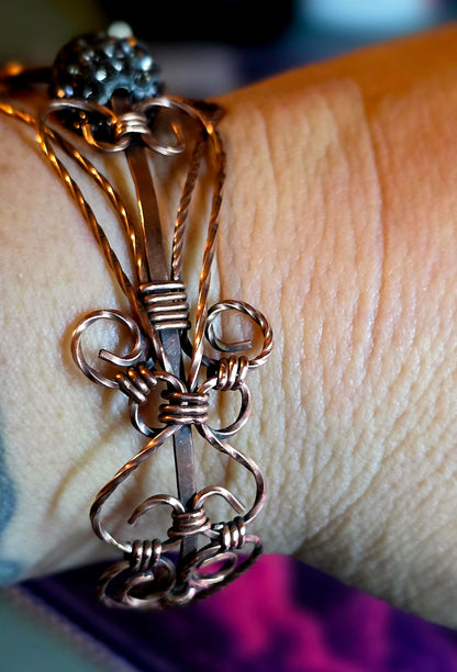 Ethereal Crown Copper Cuff – Hand-Wrapped Princess Bracelet
