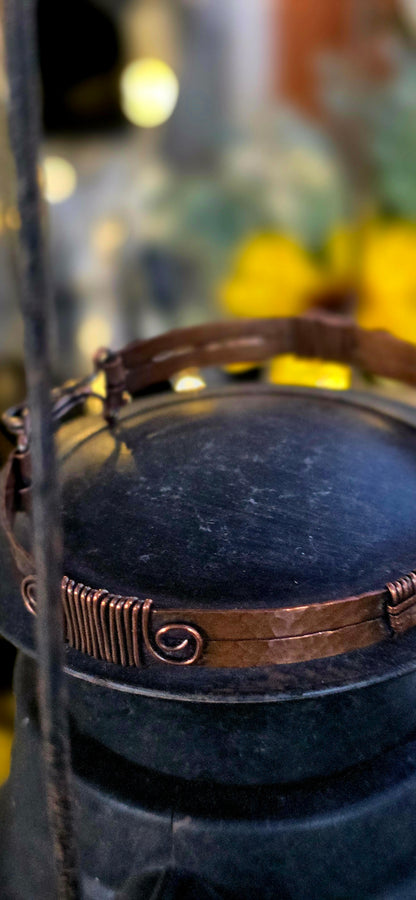 Viking Bracelet– Hand-Woven Copper with Rainbow Moonstone