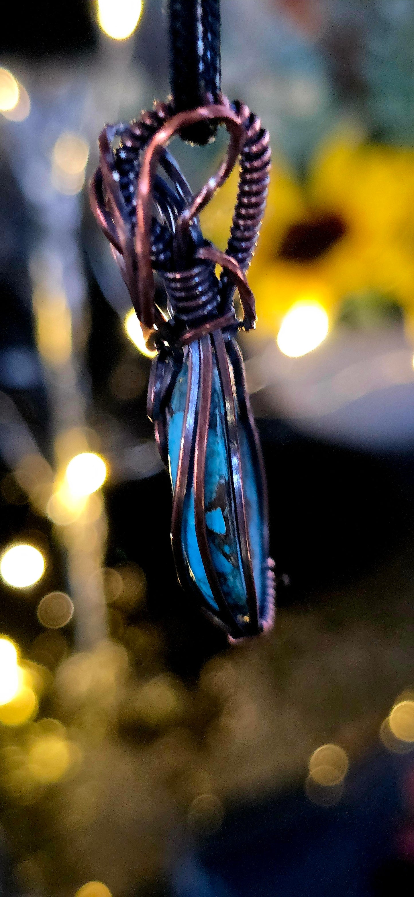 Natural Topaz & Copper Wire Wrapped Pendant – Handcrafted Jewelry