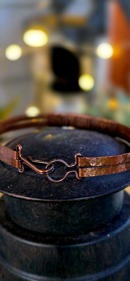 Viking Bracelet– Hand-Woven Copper with Rainbow Moonstone