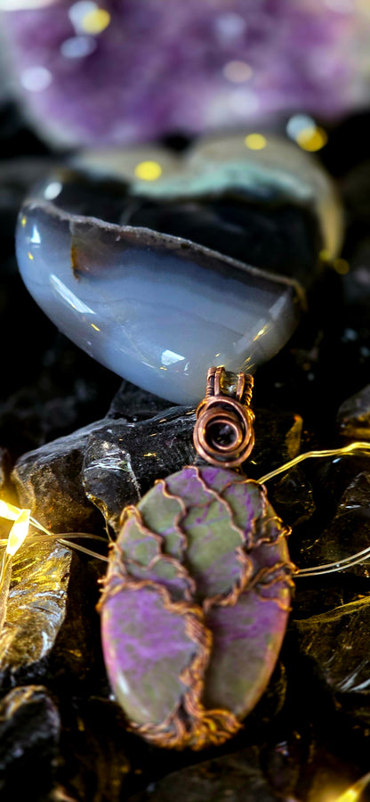 Tree Of Life– Rare Atlantisite & Citrine Copper Wire Wrap